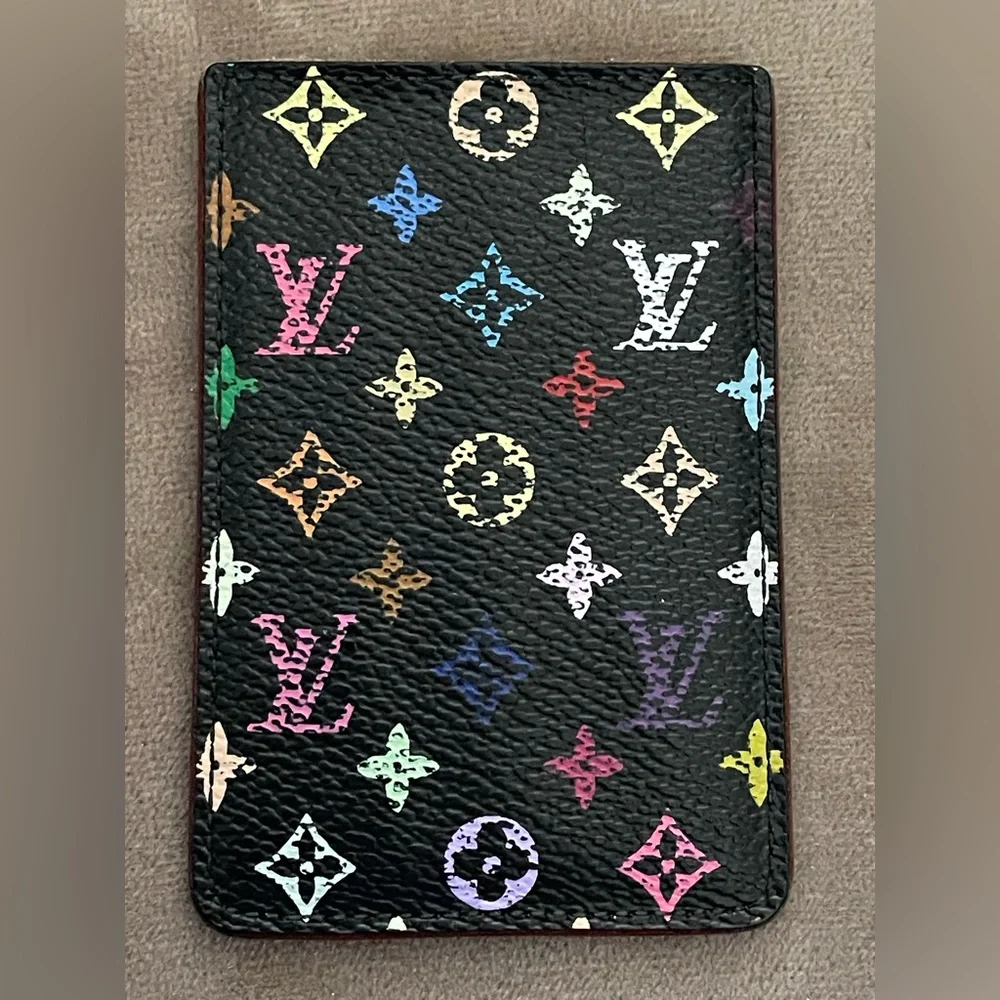 Louis Vuitton Murakami Black Multicolor Monogram Card Holder Wallet